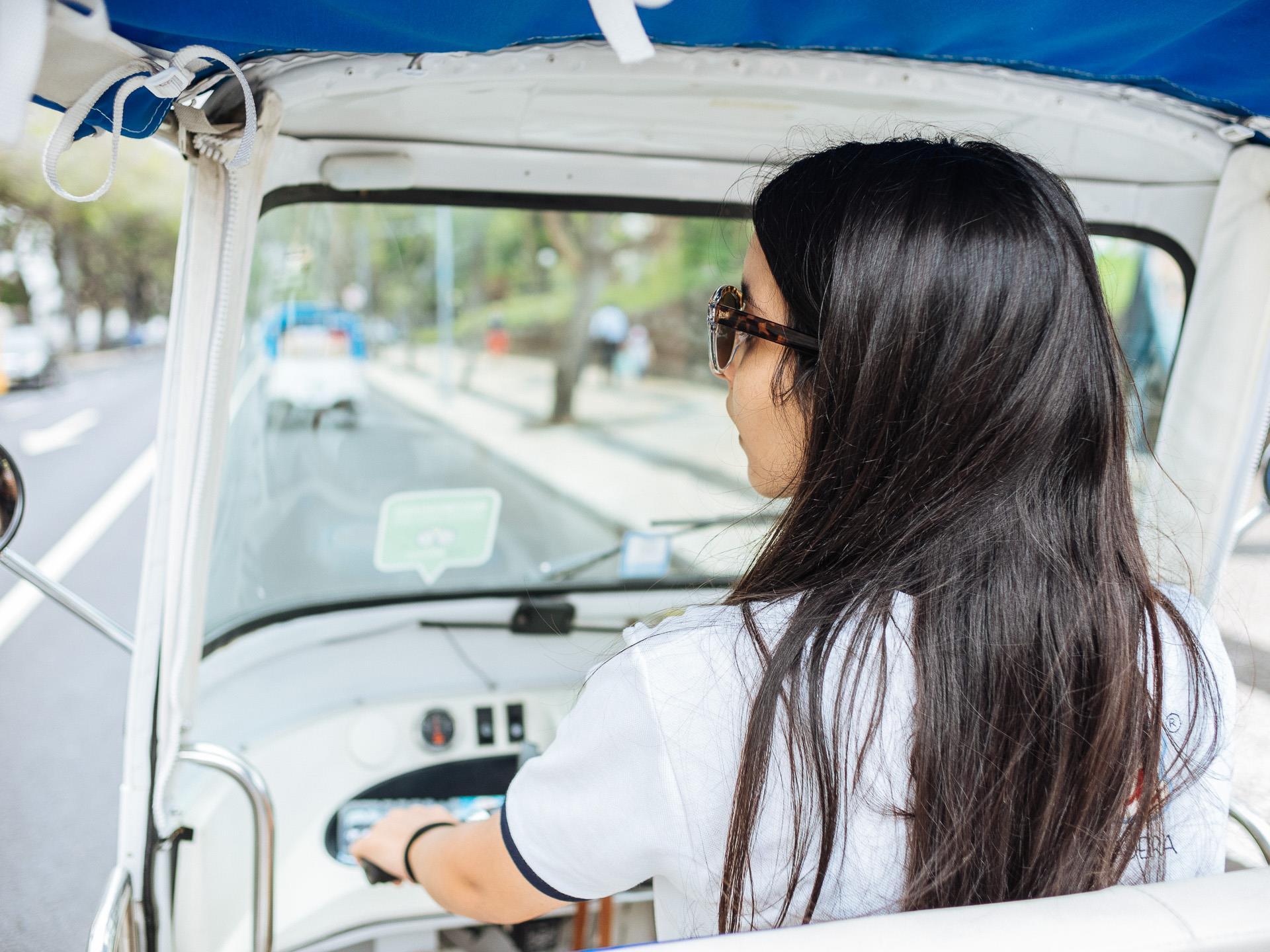 Tuk tuk on a scenic road in Madeira Island