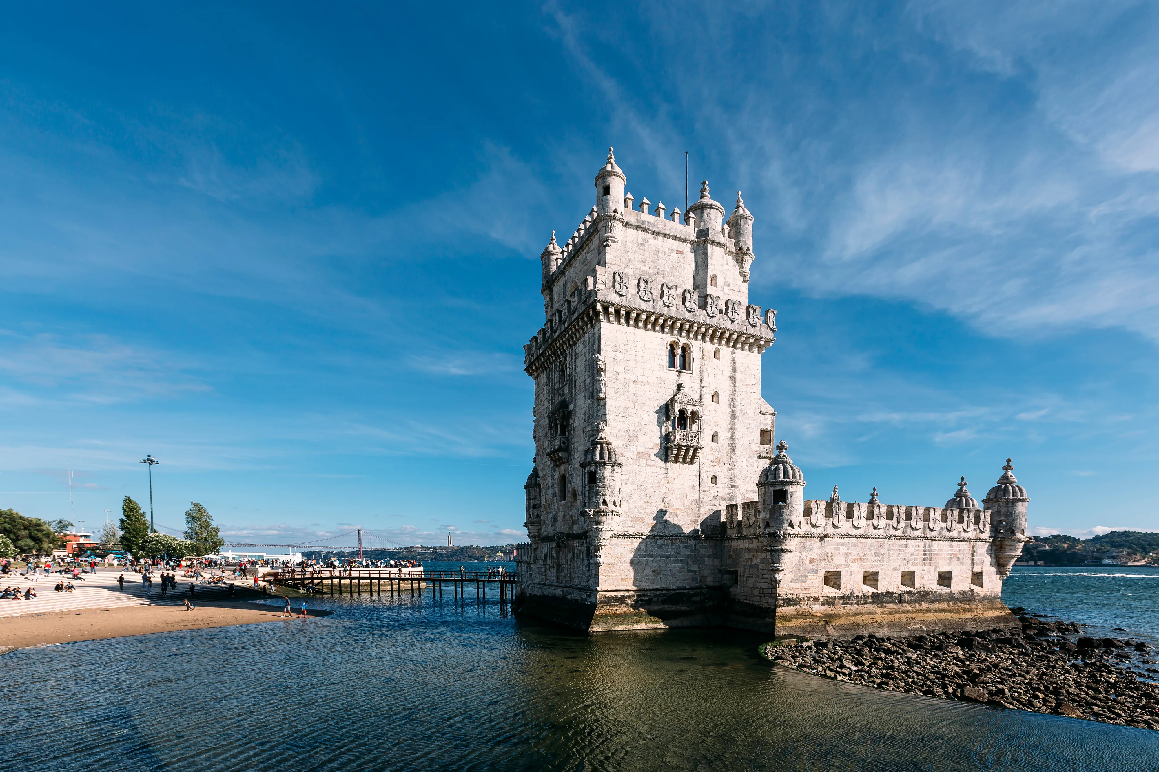 Belém Tower 16th century Manueline fortress on the Tagus River, Lisbon — UNESCO World Heritage landmark