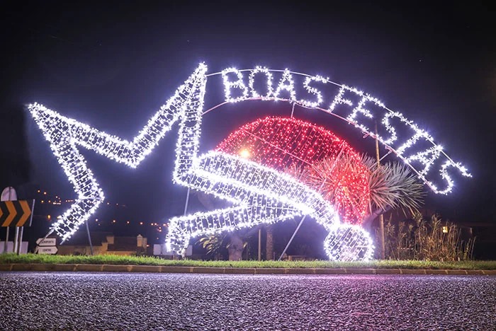 Funchal landmarks illuminated with festive Christmas lights Madeira