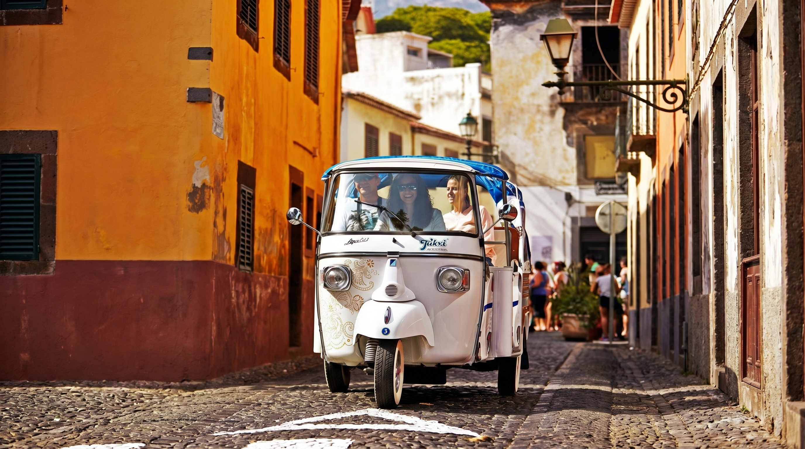 Funchal old town historic cobblestone streets Madeira — private tuk tuk city tour
