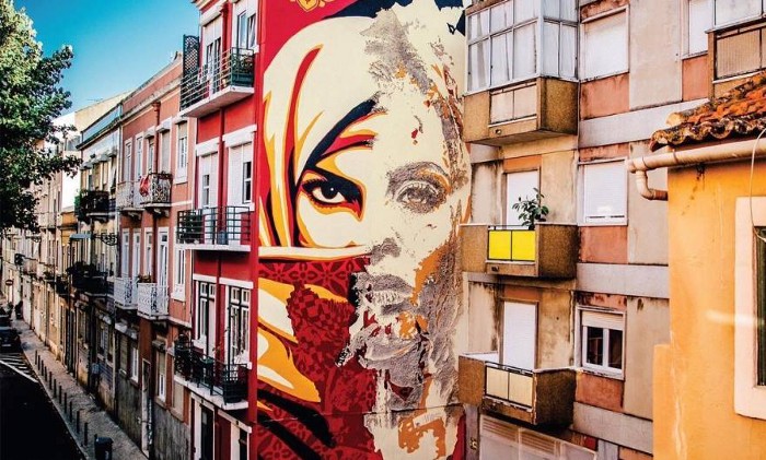 Lisbon street art scene — bold mural artwork in the city's thriving open-air gallery districts